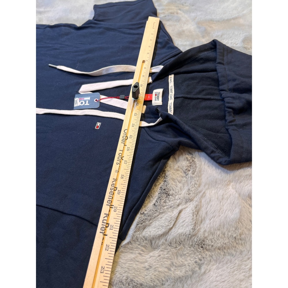 Tommy‎ Jeans Hoodie Dress Logo Tape Hem Short Sleeve Casual Size Blue - Picture 5 of 13